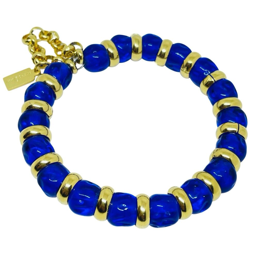 Vintage Style PARIS 1980s Collection Mogul Jewel Glass Gold Chain Bracelet by DL